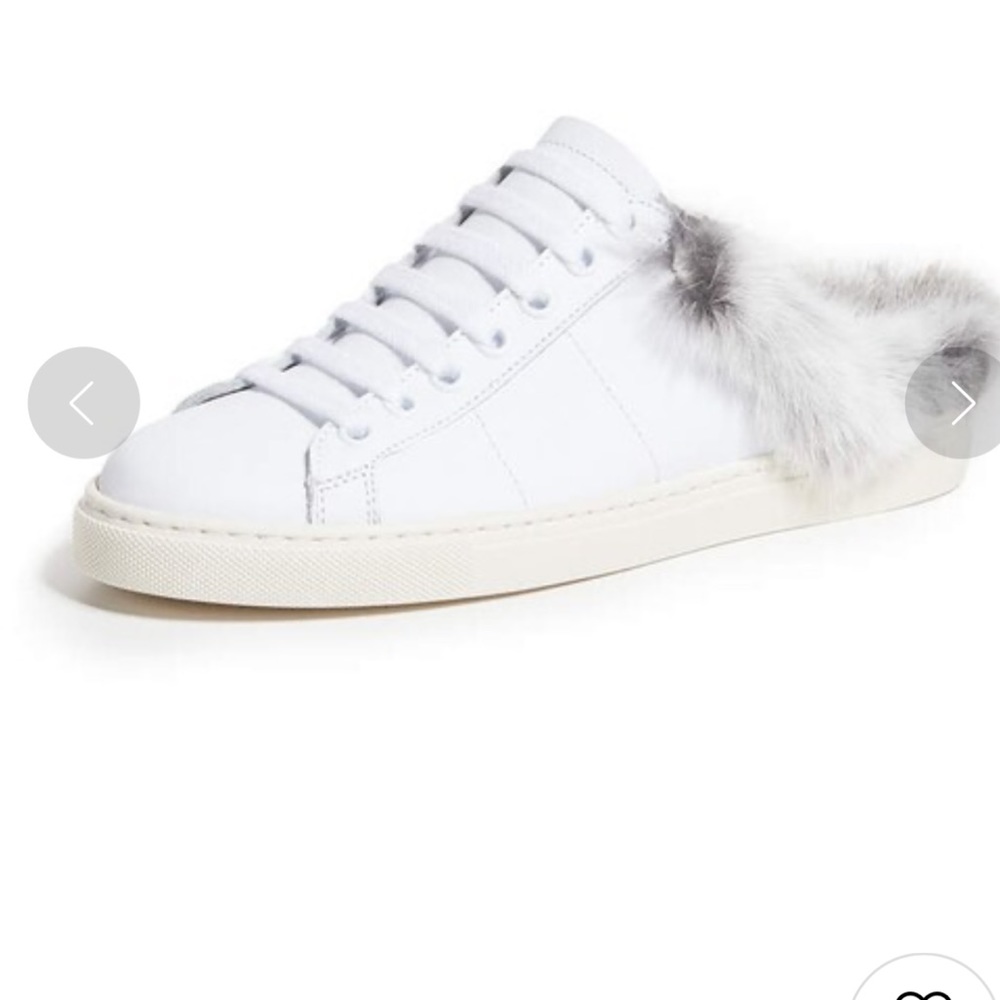 IRO basfur Fur Mule Sneakers, size 38 ( 8), white. Worn only a few times